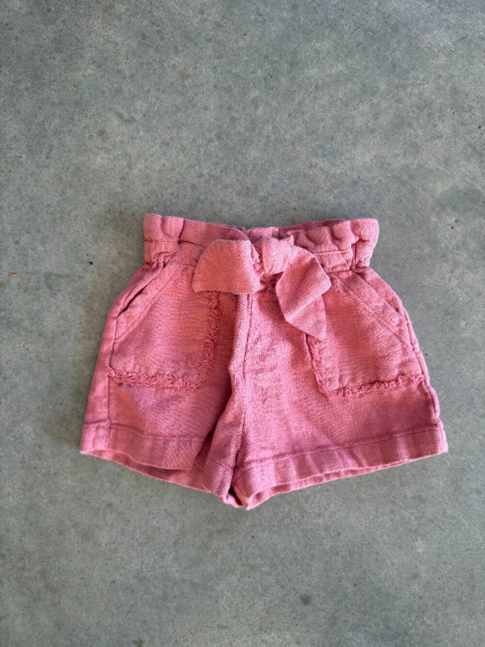 Zara Baby Girl Pink Paperbag Shorts 18-24M Tie Waist Frayed Pockets